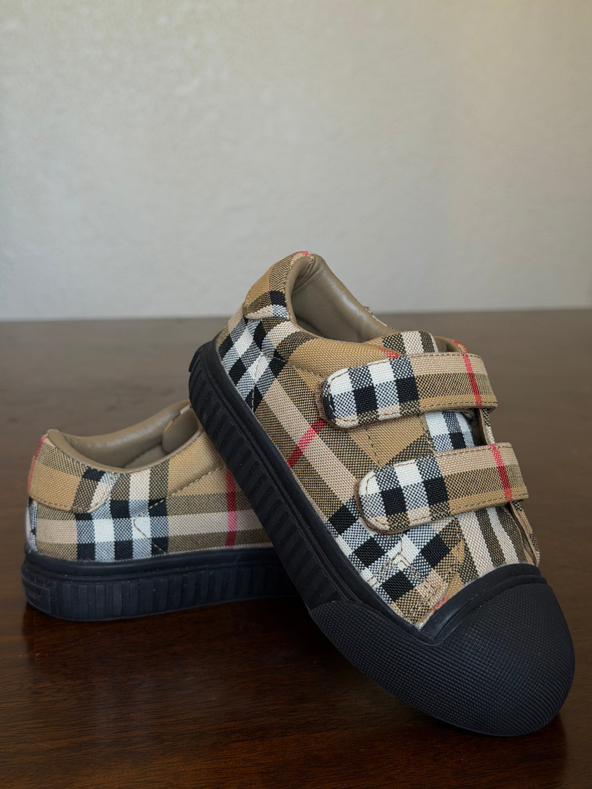 Burberry Checkered Kids Sneakers with Black Soles